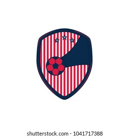 Kick soccer football ball shield with stripe logo badge