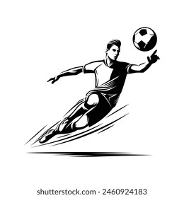 kick soccer player silhouette vector illustration