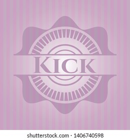 Kick vintage pink emblem. Vector Illustration. Detailed.