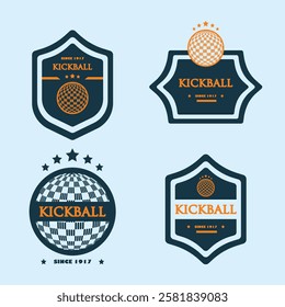 kickball badges design vector flat isolated illustration