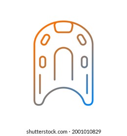Kickboard gradient linear vector icon. Buoyant rectangular board. Flotation aid. Lower body workouts. Thin line color symbols. Modern style pictogram. Vector isolated outline drawing