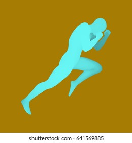 Kickbox Fighter Preparing to Execute a High Kick. Fitness, Sport, Training and Martial Arts Concept. 3D Model of Man. Design Element. Vector Illustration.
