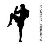 Kickbox fighter silhouette ready to deliver a kick