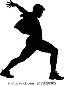 Kickboxer Man Silhouette – Martial Arts Fighter Kicking Vector Illustration