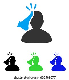 Kickboxer vector pictogram. Style is flat graphic kickboxer symbol using some color variants.