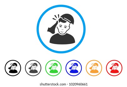 Kickboxer Victim rounded icon. Style is a flat kickboxer victim gray symbol inside light blue circle with black, gray, green, blue, red, orange versions. Enjoy kickboxer victim vector icon.