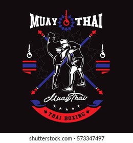 kickboxing club and thai fight Vintage emblem, logo, sign, vector illustration