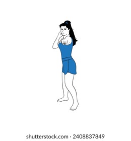 Kickboxing fighting girl flat vector illustration