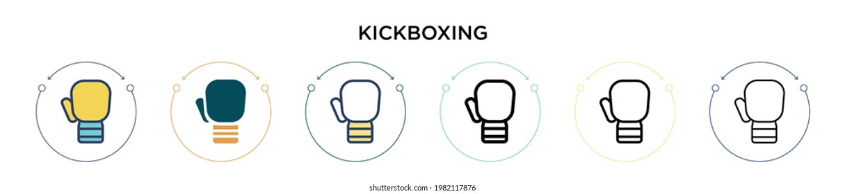 Kickboxing icon in filled, thin line, outline and stroke style. Vector illustration of two colored and black kickboxing vector icons designs can be used for mobile, ui, web