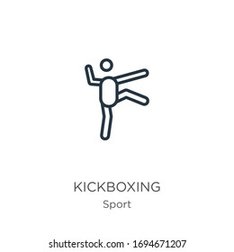 Kickboxing icon. Thin linear kickboxing outline icon isolated on white background from sport collection. Line vector sign, symbol for web and mobile