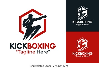 Logotipo do Kickboxing Identidade Dinâmica do Esporte de Combate