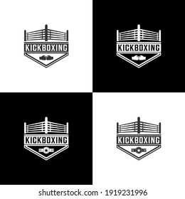 kickboxing logo with fight stage illustration and on white background