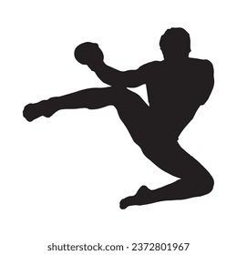 Kickboxing Martial Art Vector Silhouette