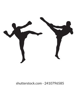 Kickboxing Martial Art Vector Silhouette