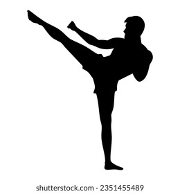 Kickboxing Martial arts silhouette. Vector image