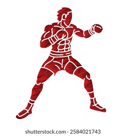 Kickboxing Muay Thai Boxer Boxing Sport Ready to Fight Action Fighter Cartoon Graphic Vector