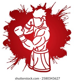 Kickboxing Muay Thai Boxing Sport Boxer Fighting Action Cartoon Graphic Vector