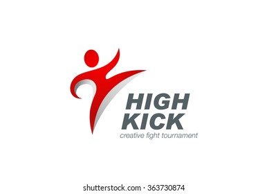 Kickboxing Red Character abstract Logo design vector template.
Karate man Logotype concept icon.