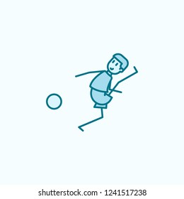 the kicker strikes ball field outline icon. Element of soccer player icon. Thin line icon for website design and development, app development. Premium icon