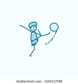 the kicker strikes ball field outline icon. Element of soccer player icon. Thin line icon for website design and development, app development. Premium icon