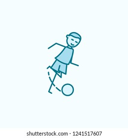the kicker strikes ball field outline icon. Element of soccer player icon. Thin line icon for website design and development, app development. Premium icon