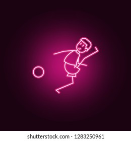 the kicker strikes ball icon. Elements of Soccer in action in neon style icons. Simple icon for websites, web design, mobile app, info graphics