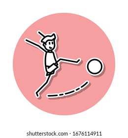 the kicker strikes ball sticker icon. Simple thin line, outline vector of Soccer in action icons for ui and ux, website or mobile application