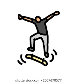 Kickflip Skate Sport Color Icono Vector. Kickflip Skate Sport Signo. Ilustración de símbolo aislado