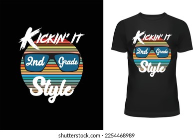 Kickin' It 2nd Garde Style stylish kids t-shirt and apparel trendy design with silhouettes, typography, print, vector illustration, global swatches