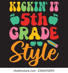 Kickin' It 5th Grade Style t-shirt design vector file