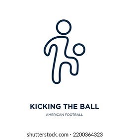 kicking the ball icon from american football collection. Thin linear kicking the ball, goal, ball outline icon isolated on white background. Line vector kicking the ball sign, symbol for web and