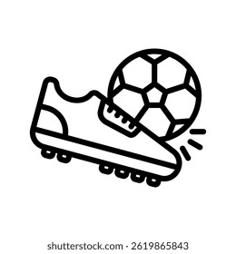 Kicking The Ball Line Vector Illustration Isolated On White Background.