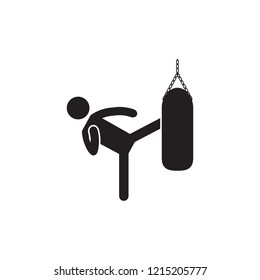 Kicking heavy bag icon. Vector.