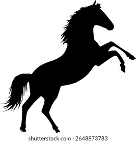 Kicking Horse Silhouette Vector Black Wild Animal Clipart on White Background