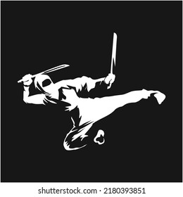 Kicking ninja silhouete Vektorgrafik