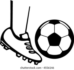 kicking a soccer ball