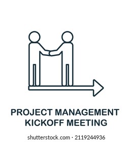 Kickoff Meeting Icon. Line Element From Project Management Collection. Linear Kickoff Meeting Icon Sign For Web Design, Infographics And More.