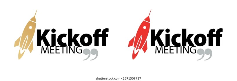 Kickoff meeting lettering with rocket
