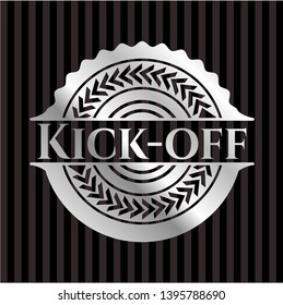 Kick-off silvery shiny badge. Vector Illustration. Mosaic.