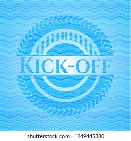 Kick-off water wave concept badge background.