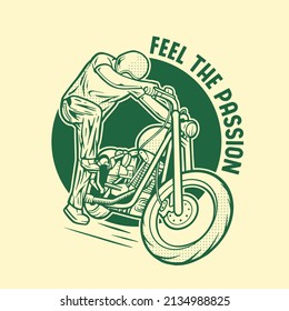 kickstart motorcycle vintage vector illustration