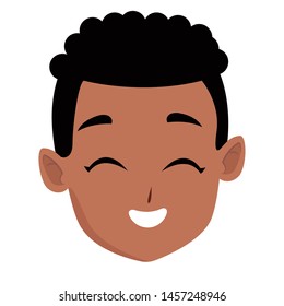 Kid afro boy face smiling cartoon vector illustration graphic design