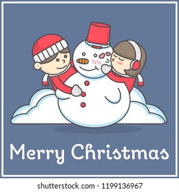 Kid always love snowman in flat cartoon in flat cartoon design for book decoration and design elements. Merry christmas cartoon vector illustration.