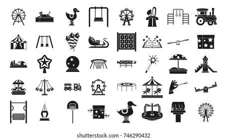 Kid amusement icon set. Simple set of kid amusement vector icons for web design isolated on white background