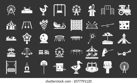 Kid amusement icon set vector white isolated on grey background 