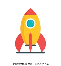 Kid amusement rocket icon. Flat illustration of kid amusement rocket vector icon for web design