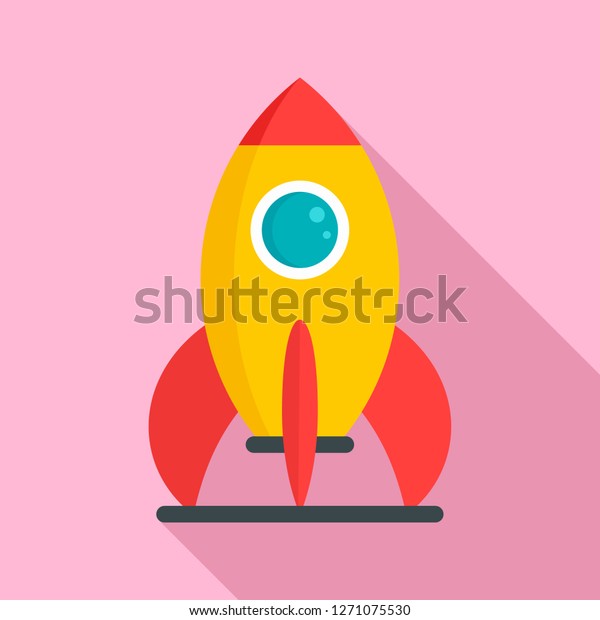 Kid amusement rocket icon.\
Flat illustration of kid amusement rocket vector icon for web\
design