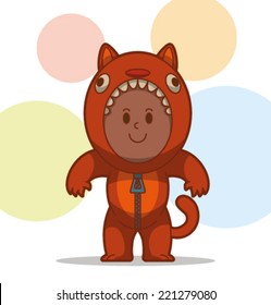 kid in the animal costume, cat, vector