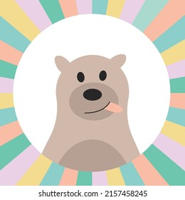 kid art bear with rainbow bg