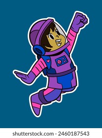 Kid Astronaut Doodle Sticker Illustration